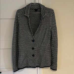 Ann Taylor Black and White Thick Sweater Cardigan Size Large EUC